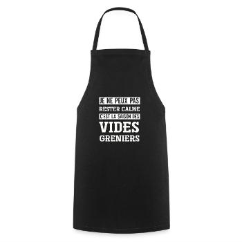 La saison des vides greniers. humour, drôle,cadeau - Tablier de cuisine - noir - Devant - AI Model Male 185 dark (185cm)