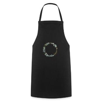 Botanical flower wreath customizable - Cooking Apron - black - Front - AI Model Male 185 dark (185cm)