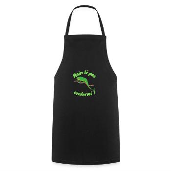 tee-shirt la Réunion , moin lé pas endormi! - Tablier de cuisine - noir - Devant - AI Model Male 185 dark (185cm)