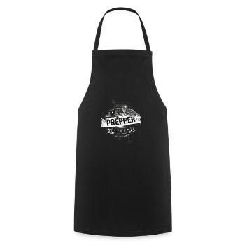 Old Prepper Fox Préparation est tout cadeau - Tablier de cuisine - noir - Devant - AI Model Male 185 dark (185cm)