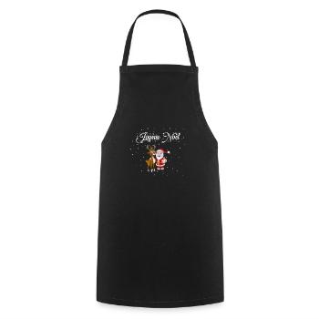 Père Noel et Renne - Tablier de cuisine - noir - Devant - AI Model Male 185 dark (185cm)