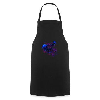 Schönes Quallen Design in Blau und Sternen - Kochschürze - Schwarz - Vorne - AI Model Male 185 dark (185cm)