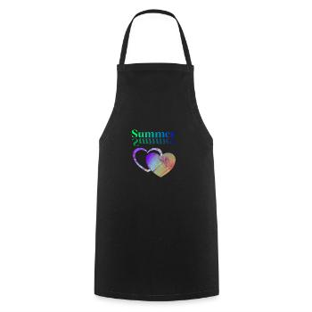 Cœur d’été Vert Bleu - Tablier de cuisine - noir - Devant - AI Model Male 185 dark (185cm)