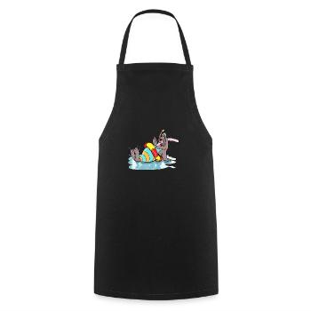 Ce lion de mer est prêt pour une belle baignade - Tablier de cuisine - noir - Devant - AI Model Male 185 dark (185cm)