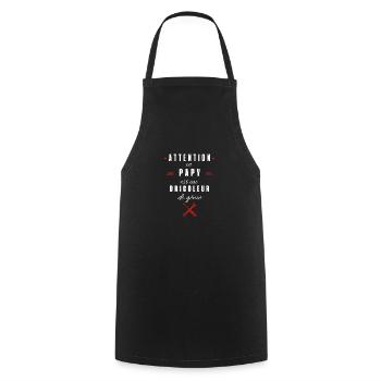 attention ce papy est un bricoleur de génie - Tablier de cuisine - noir - Devant - AI Model Male 185 dark (185cm)