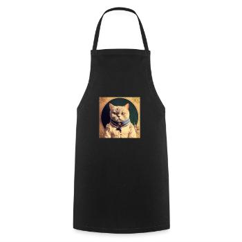 British Cat Retro Shorthair - Cooking Apron - black - Front - AI Model Male 185 dark (185cm)