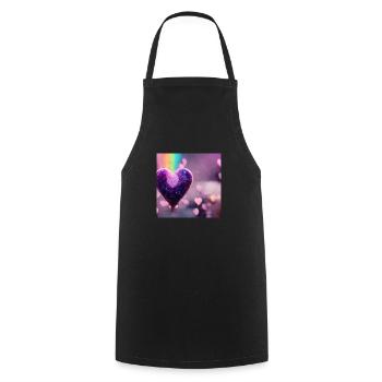 Lila Regenbogen Herz - Kochschürze - Schwarz - Vorne - AI Model Male 185 dark (185cm)