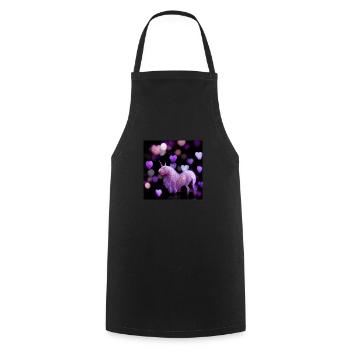 Licorne violette avec des cœurs - Tablier de cuisine - noir - Devant - AI Model Male 185 dark (185cm)