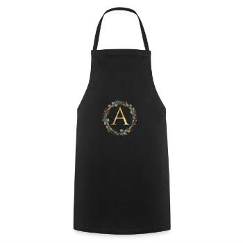 Customizable Monogram A Wreath - Cooking Apron - black - Front - AI Model Male 185 dark (185cm)