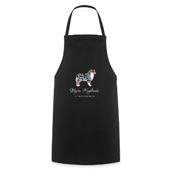 Mystic Highlands Australian Shepherd weiße Schrift - Kochschürze - Schwarz - Vorne - AI Model Male 185 dark (185cm)
