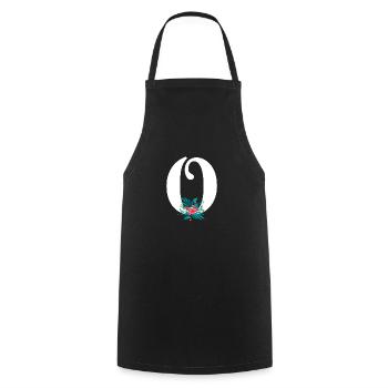 letter O flowering - Cooking Apron - black - Front - AI Model Male 185 dark (185cm)