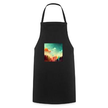 Colorful Forest - Cooking Apron - black - Front - AI Model Male 185 dark (185cm)