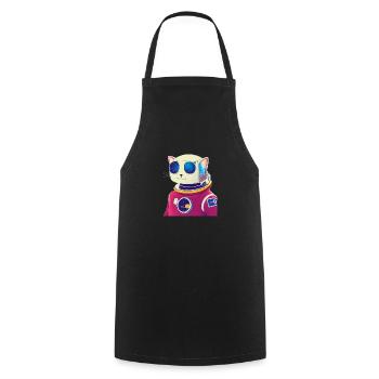 Space Cat - Cooking Apron - black - Front - AI Model Male 185 dark (185cm)