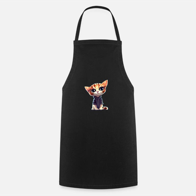 Super süße Katze - Kochschürze - Schwarz