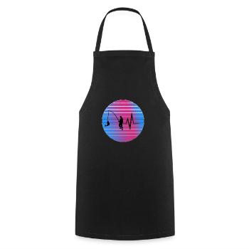 la pêche - Tablier de cuisine - noir - Devant - AI Model Male 185 dark (185cm)