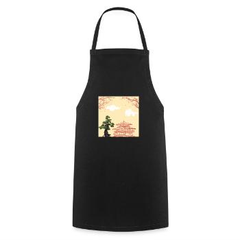 Nihon no jinja - Temple Japonais - Tablier de cuisine - noir - Devant - AI Model Male 185 dark (185cm)