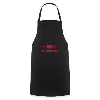 Morocco Football 2022 Morocco Heartbeat Morocco - Cooking Apron - black - Front - AI Model Male 185 dark (185cm)