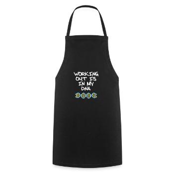 Faire de l’exercice est dans ma citation de fitness ADN - Tablier de cuisine - noir - Devant - AI Model Male 185 dark (185cm)
