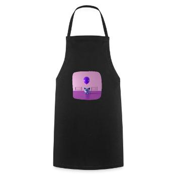 A cat with a mustache holding a balloon - Cooking Apron - black - Front - AI Model Male 185 dark (185cm)
