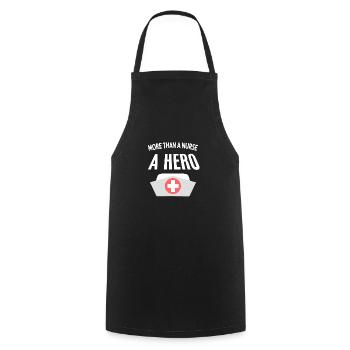 Plus qu’une infirmière, un héros : citation infirmière - Tablier de cuisine - noir - Devant - AI Model Male 185 dark (185cm)