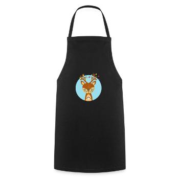 Weihnachtshirsch und eine Tasse Kakao - Kochschürze - Schwarz - Vorne - AI Model Male 185 dark (185cm)