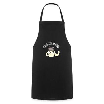 Fort comme mon café : Drôle de jeu de mots sur le café, humour - Tablier de cuisine - noir - Devant - AI Model Male 185 dark (185cm)
