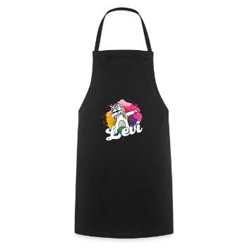 LEVI - Beau nom de garçon avec licorne cool - Tablier de cuisine - noir - Devant - AI Model Male 185 dark (185cm)