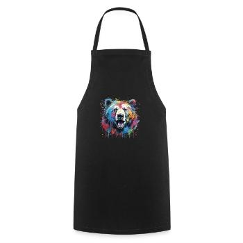 Stylish Bear Gift Grizzly Bear Brown Bear - Cooking Apron - black - Front - AI Model Male 185 dark (185cm)