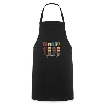 Vintage 1992: Limited Edition - 33rd Anniversary. - Cooking Apron - black - Front - AI Model Male 185 dark (185cm)