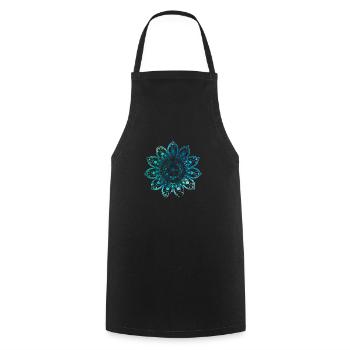 Mandala - blue - Cooking Apron - black - Front - AI Model Male 185 dark (185cm)