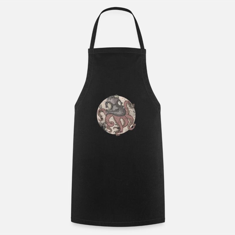 Octopus in diving helmet - Cooking Apron - black