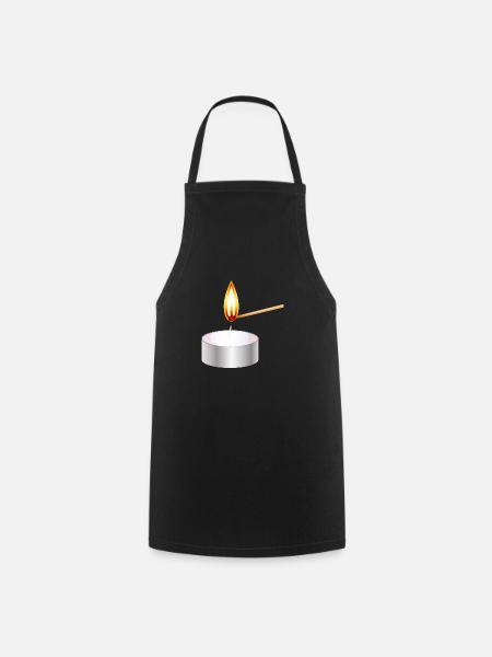 light a small tea light with match - Cooking Apron - black