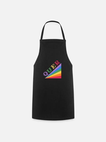 QUER Regenbogen - Kochschürze - Schwarz