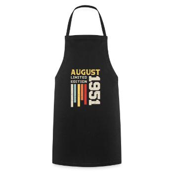 August 1951 - Birthday Gift August 1951 August - Cooking Apron - black - Front - AI Model Male 185 dark (185cm)