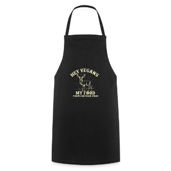 HEY VEGANS MON ALIMENTATION POOPS SUR VOTRE ALIMENT - Tablier de cuisine - noir - Devant - AI Model Male 185 dark (185cm)