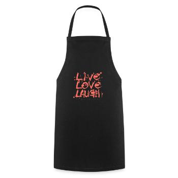 Lettrage peint à la main vivre l'amour rire - Tablier de cuisine - noir - Devant - AI Model Male 185 dark (185cm)