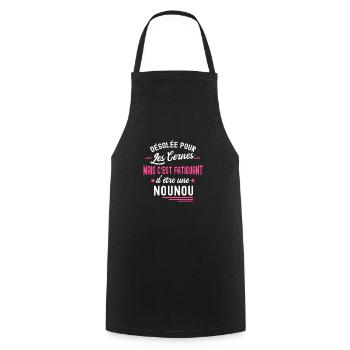 c'est fatiguant d'être une nounou /humour nourrice - Tablier de cuisine - noir - Devant - AI Model Male 185 dark (185cm)