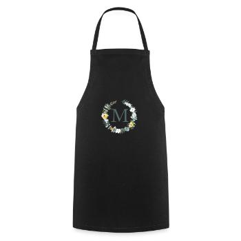 Customizable Monogram M Flowers Circle Spring - Cooking Apron - black - Front - AI Model Male 185 dark (185cm)