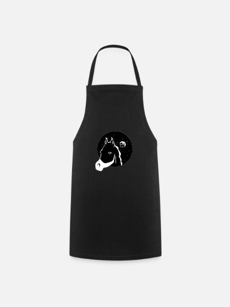 Cheval avec la lune - Tablier de cuisine - noir