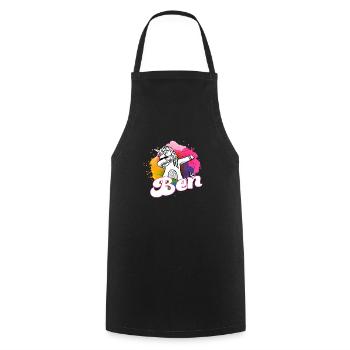 BEN - Beau nom de garçon avec licorne cool - Tablier de cuisine - noir - Devant - AI Model Male 185 dark (185cm)