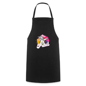 PAUL - Beau nom de garçon avec licorne cool - Tablier de cuisine - noir - Devant - AI Model Male 185 dark (185cm)