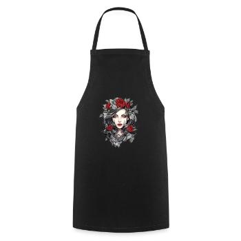 Gothic Rose Queen Illustration Graphic Beauty - Cooking Apron - black - Front - AI Model Male 185 dark (185cm)