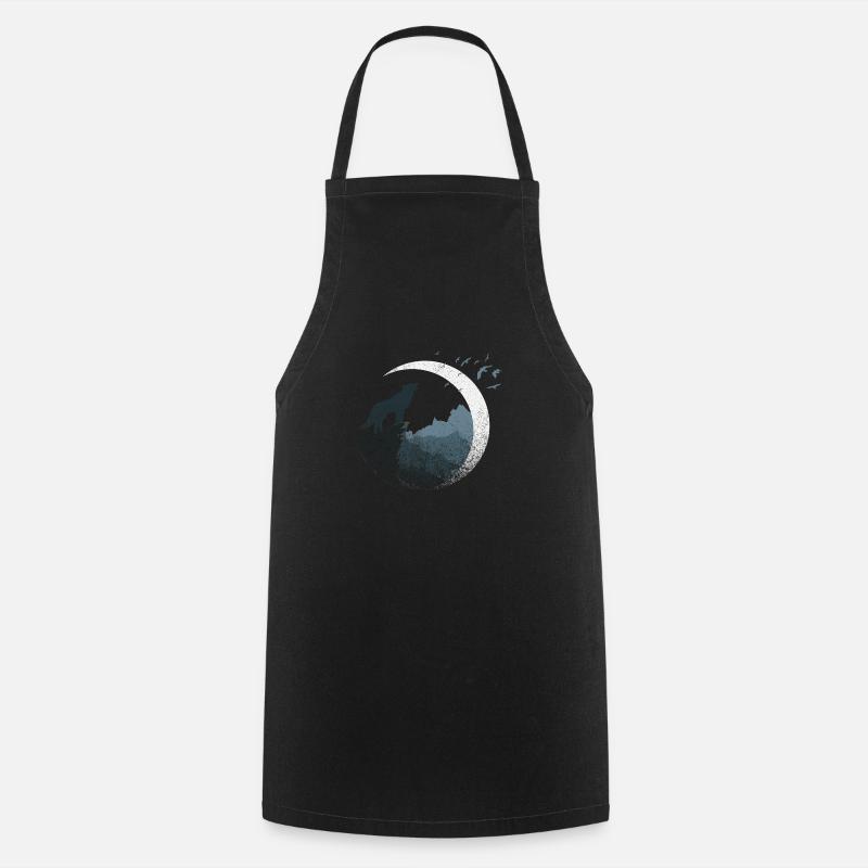 The Wolf in the Full Moon - Cooking Apron - black