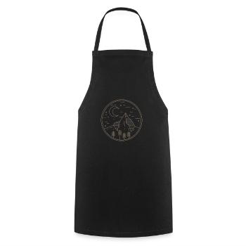 Lineart Montagne nuit foret - Tablier de cuisine - noir - Devant - AI Model Male 185 dark (185cm)
