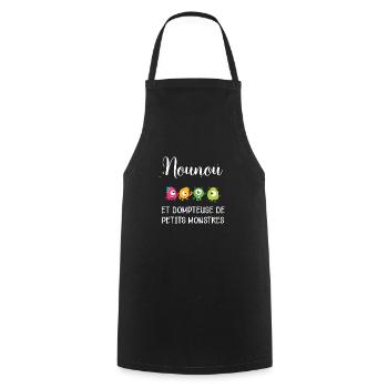 Femme nounou humour petits monstres - Tablier de cuisine - noir - Devant - AI Model Male 185 dark (185cm)