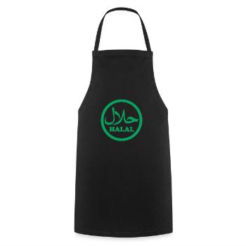 Halal Wallah - Kochschürze - Schwarz - Vorne - AI Model Male 185 dark (185cm)