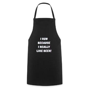 I run because I Really like Beer Alkohol Saufen - Kochschürze - Schwarz - Vorne - AI Model Male 185 dark (185cm)
