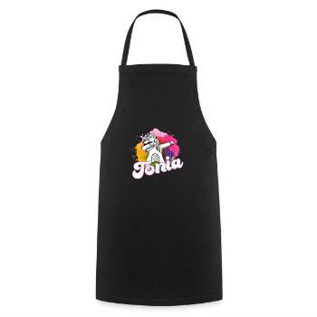 TONIA - Beautiful girl name with cool unicorn - Cooking Apron - black - Front - AI Model Male 185 dark (185cm)