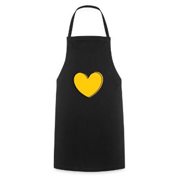 yellow heart yellow valentine's day - Cooking Apron - black - Front - AI Model Male 185 dark (185cm)