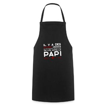 Papi super héros cadeau papy - Tablier de cuisine - noir - Devant - AI Model Male 185 dark (185cm)